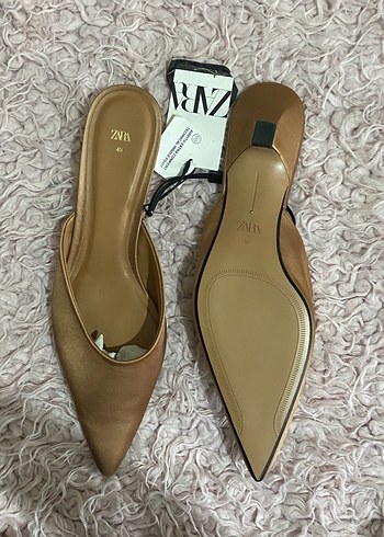 Zara Zara Bej Stiletto Topuklu Kadın Terlik