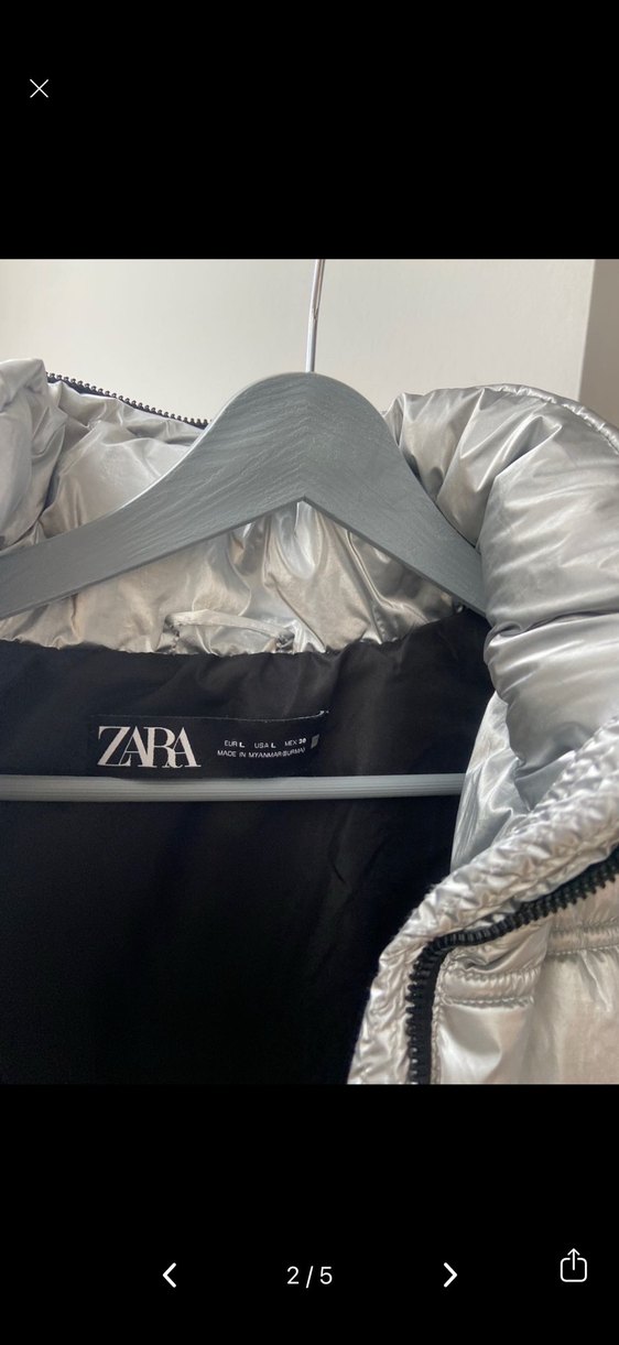 Kadın Gri Metalik Midi Mont, Fermuarlı, Yüksek Yaka - Görsel 2