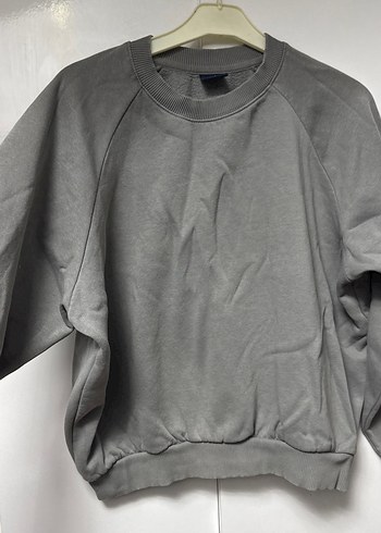 s Beden Gri Kadın Bisiklet Yaka Uzun Kollu Sweatshirt