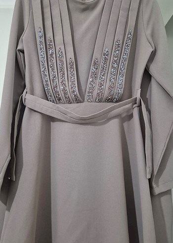 Taş Detaylı Bej Uzun Tunik Etek Takımı - Görsel 2
