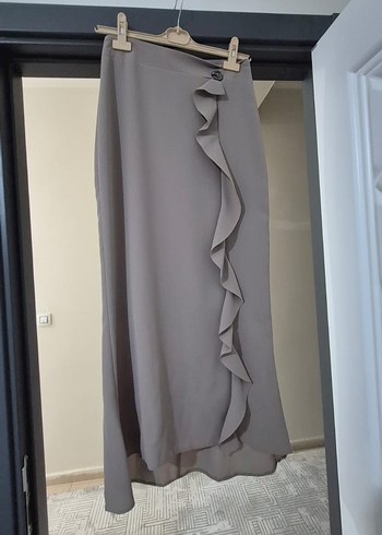 Bej Kadın Uzun Volanlı Etek - Görsel 2