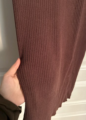 Bershka kahverengi Drapeli Uzun Kadın Etek
