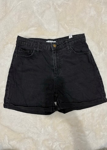 Diğer Siyah Bol Kesim Mini Denim Şort