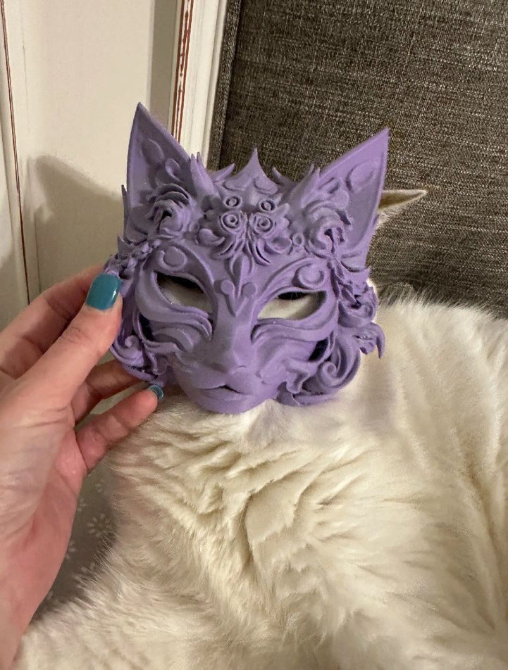 Yeşil Kedi Figürlü Dekoratif Maske - Görsel 2