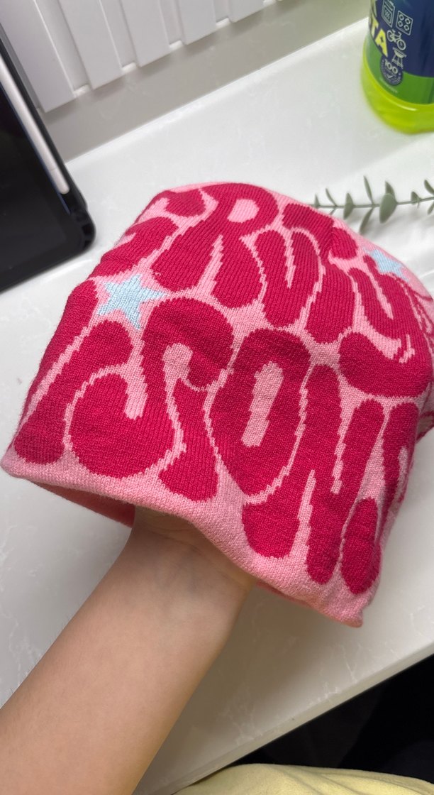 Renkli Pembe Örgü Kadın Bere - Görsel 3