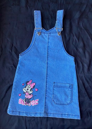 Minnie Mouse Baskılı Kot Elbise
