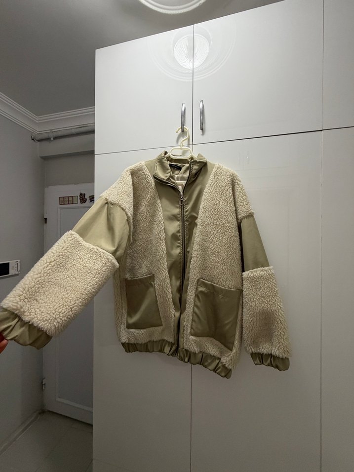 Kadın Bej Midi Peluş Ceket - Görsel 2