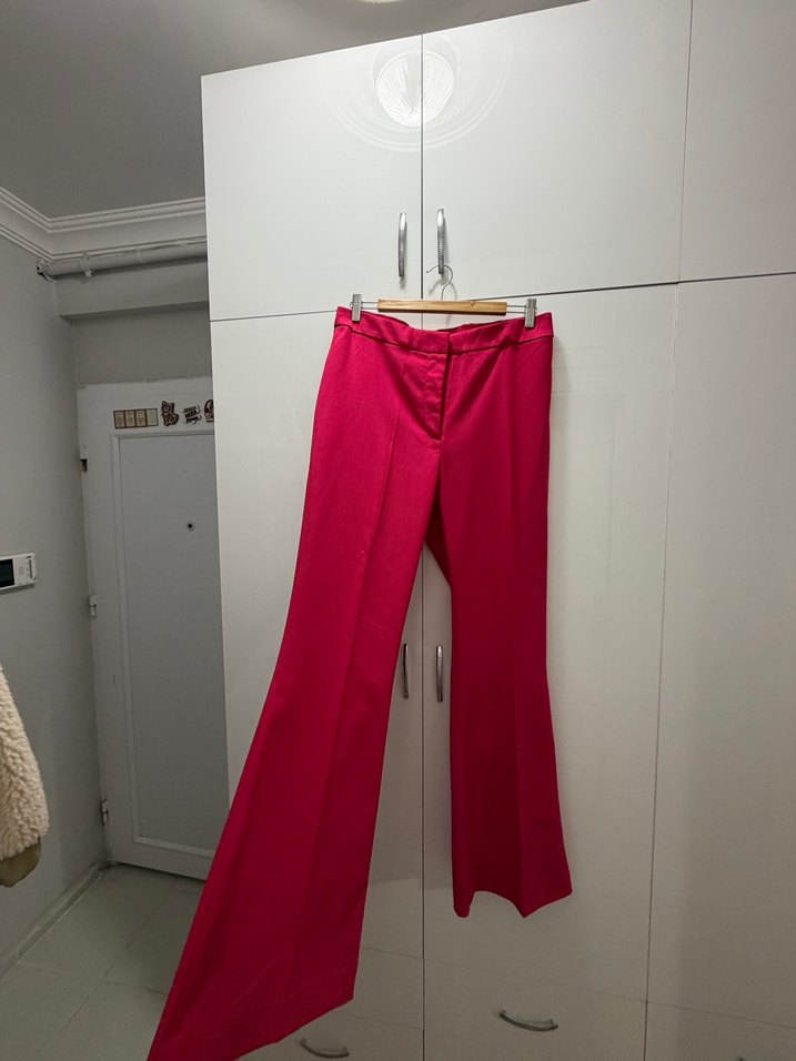 Pembe İspanyol Paça Kumaş Pantolon - Görsel 2