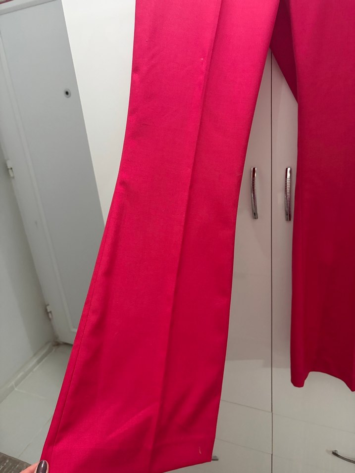 Pembe İspanyol Paça Kumaş Pantolon - Görsel 3