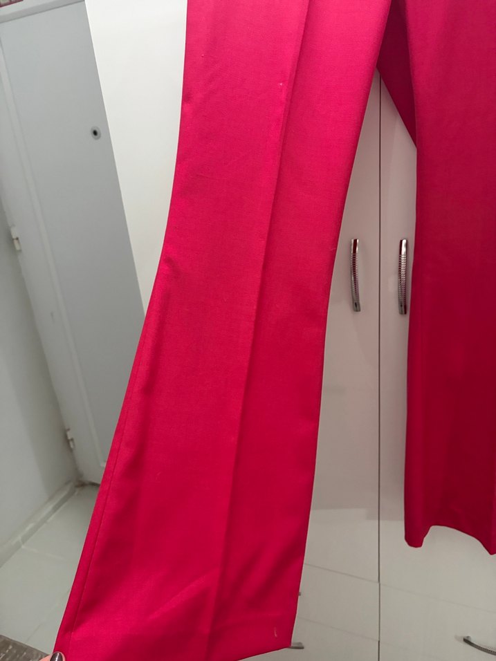 Pembe İspanyol Paça Kumaş Pantolon - Görsel 5