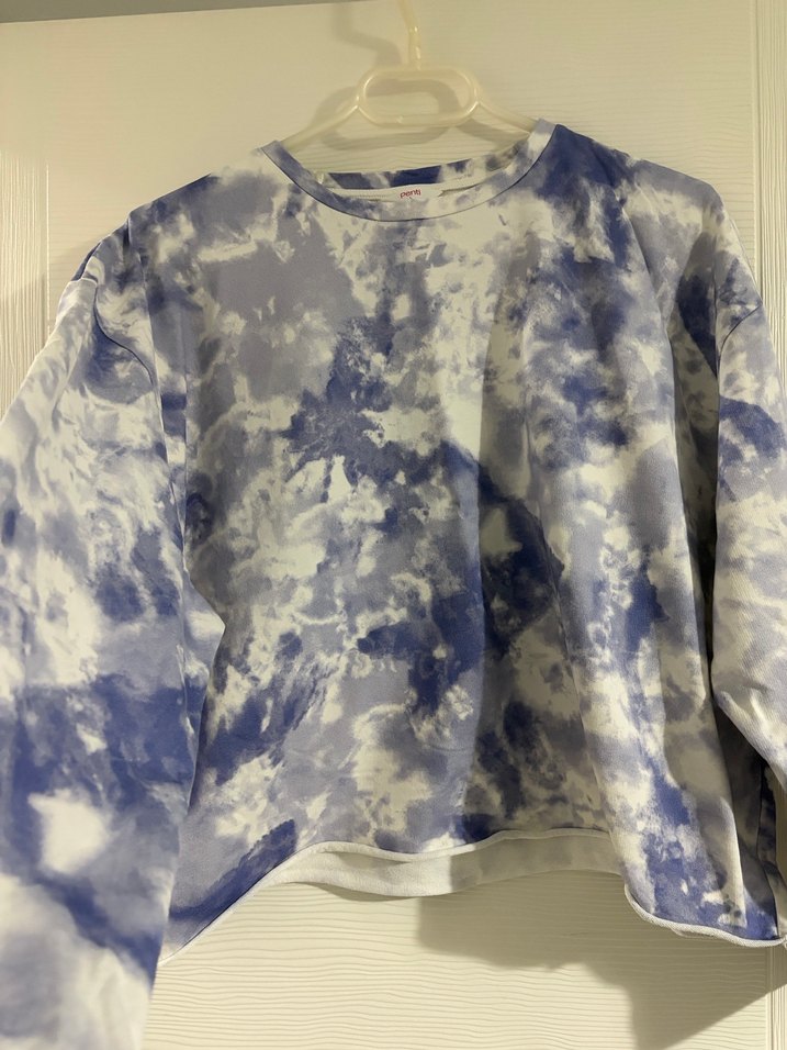 Kadın Mor Batik Desenli Sweatshirt - Görsel 3