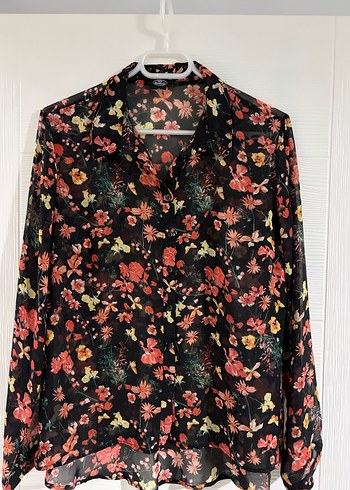 Çiçek Desenli Şeffaf Kadın Gömlek - Görsel 2