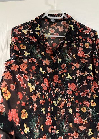 Çiçek Desenli Şeffaf Kadın Gömlek - Görsel 5