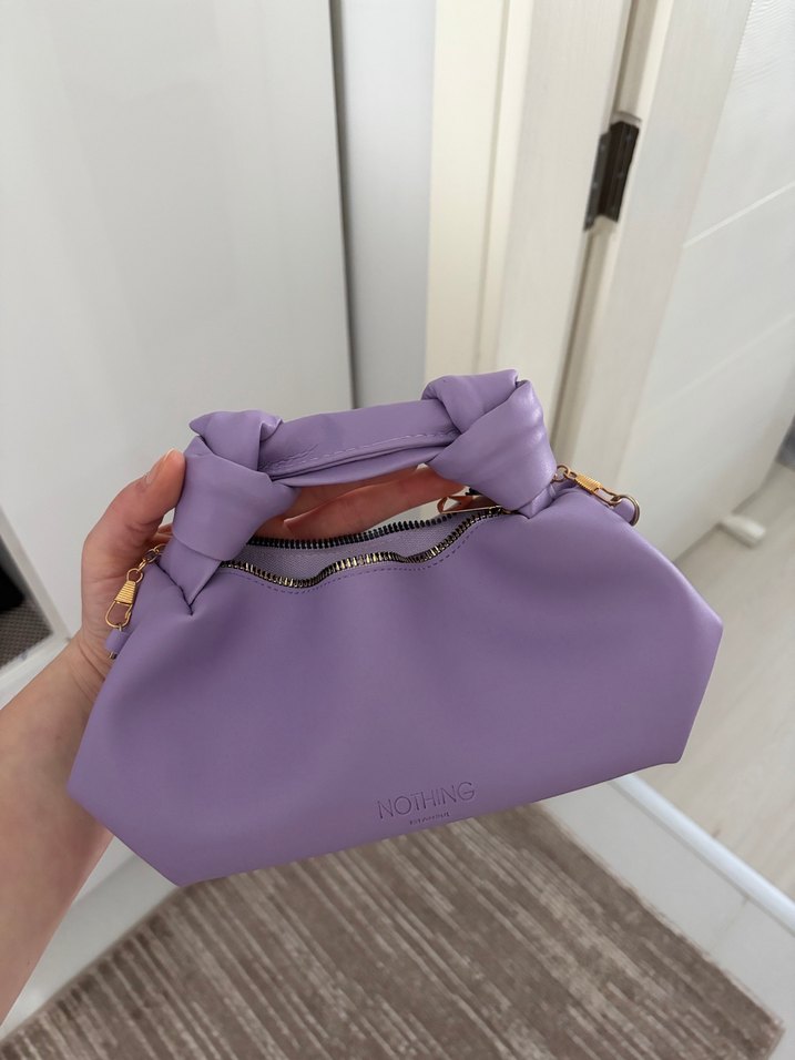 Zincir Detaylı Pastel Mor Kadın Çanta - Görsel 3