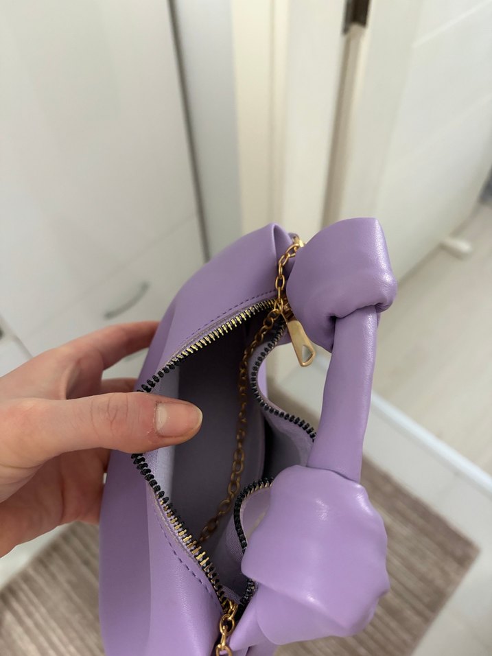 Zincir Detaylı Pastel Mor Kadın Çanta - Görsel 2