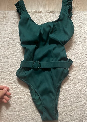 Kemer Detaylı Yeşil Kadın Mayo - Görsel 2