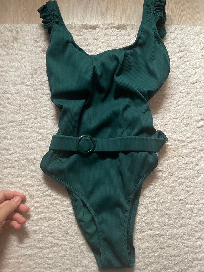 Kemer Detaylı Yeşil Kadın Mayo - Görsel 2