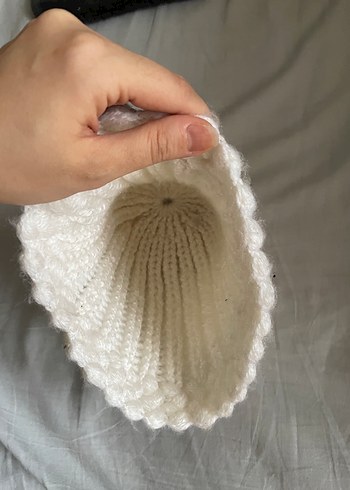 Beyaz Örgü Kadın Bere - Görsel 2