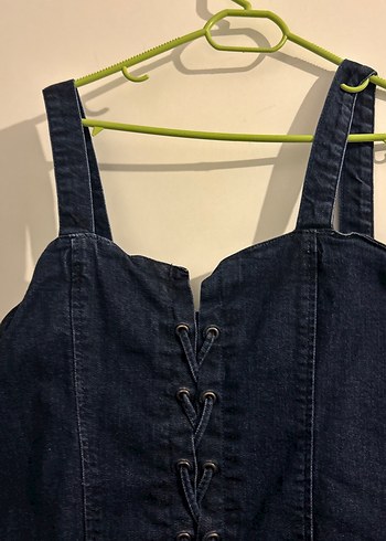 H&M Düğmeli Lacivert Midi Kot Elbise