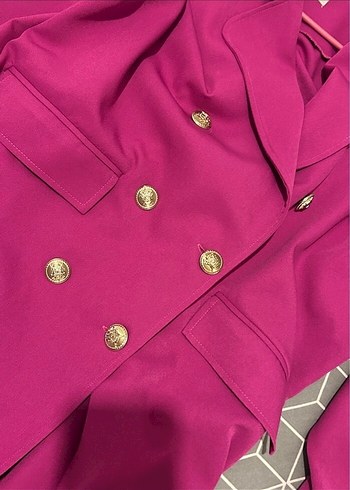 Ekol Düğmeli Pembe Kadın Blazer Ceket