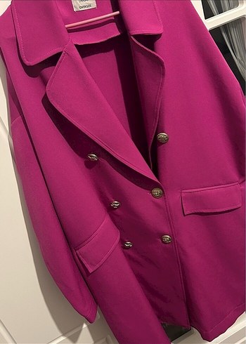 Düğmeli Pembe Kadın Blazer Ceket