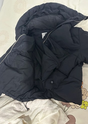 xs Beden siyah Renk Dik Yaka Siyah Kadın Kışlık Mont
