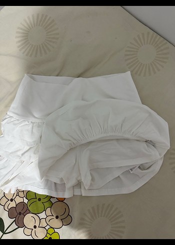 Defacto Beyaz Fırfırlı Mini Etek