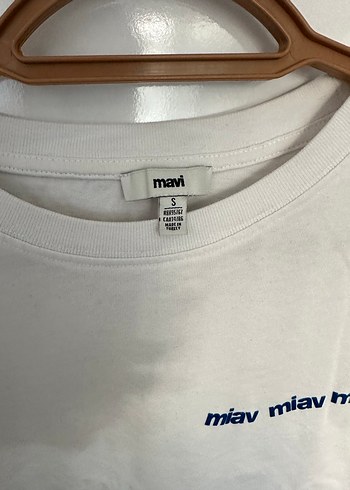Mavi Beyaz Pamuklu Kısa Kollu Kadın Tişört