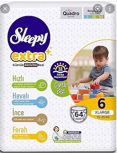Sleepy 64lü 6 numara 2 paket toplam 128 adet