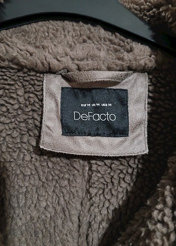 38 Beden camel Renk Defacto Gri Peluş Detaylı Suet Mont