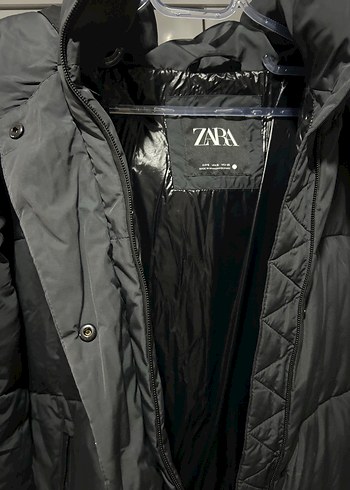 Zara Düğmeli Gri Kadın Kışlık Termal Mont