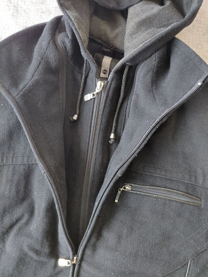 Gri Kapüşonlu Fermuarlı Erkek kaban L/M beden - Görsel 2