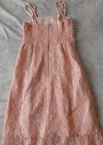 Dantel Detaylı Pembe Uzun Abiye çocuk Elbise 12 /13 yaş - Görsel 4