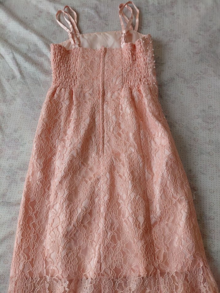 Dantel Detaylı Pembe Uzun Abiye çocuk Elbise 12 /13 yaş - Görsel 4
