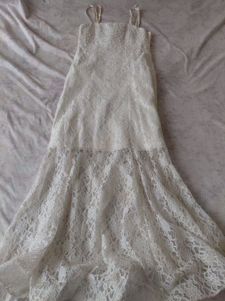 Vintage Dantelli Beyaz çocuk abiye12/13 yaş - Görsel 2