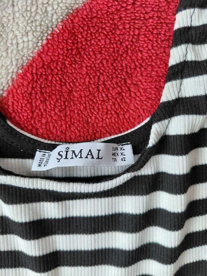 Siyah Beyaz Çizgili Midi Elbise - Görsel 2