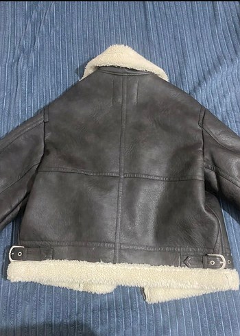 s Beden gri Renk Bershka İçi Yünlü Suni Deri Ceket