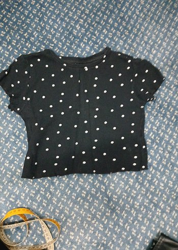 Siyah Puantiyeli Kısa Kollu crop
