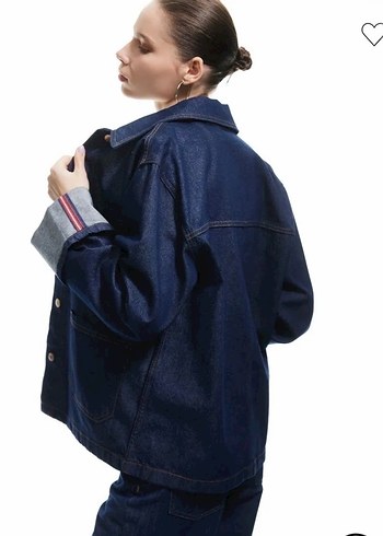 Kadın Lacivert Denim Ceket Düğmeli - Görsel 4