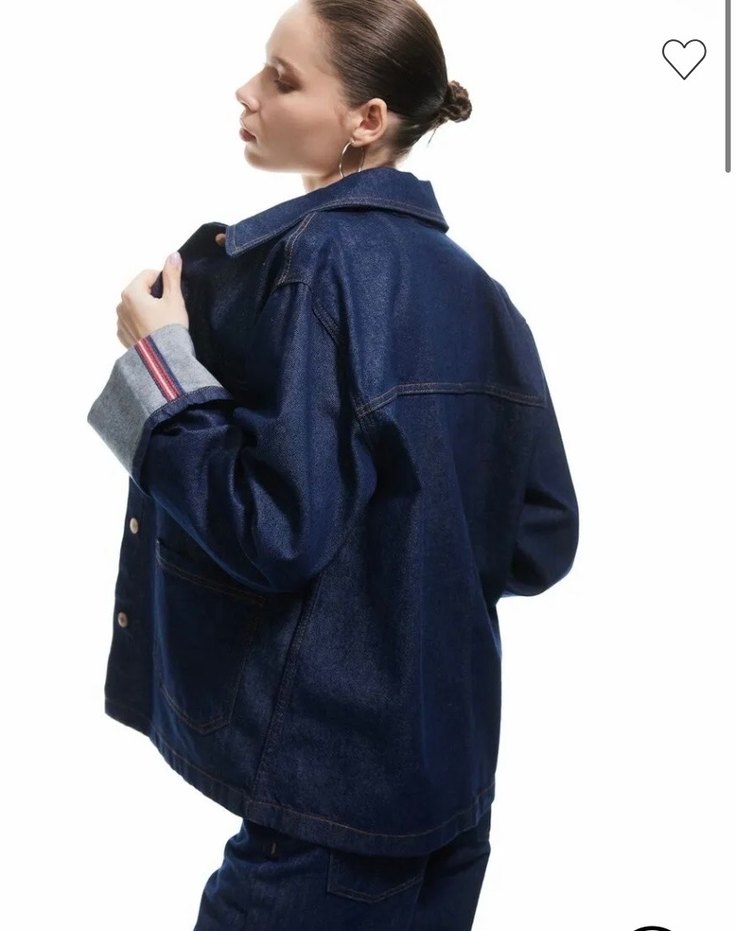 Kadın Lacivert Denim Ceket Düğmeli - Görsel 4