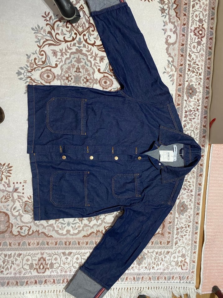 Kadın Lacivert Denim Ceket Düğmeli - Görsel 5