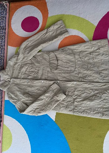 Gri Midi Düğmeli Keten Kadın Ceket - Görsel 2