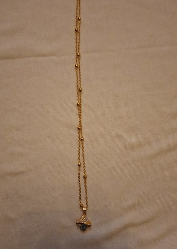 Van Cleef Mineli Altın Renk Zincir Detaylı Midi Kolye