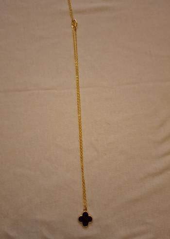 Van Cleef & Arpels Van Cleef Mineli Altın Renk Zincir Detaylı Midi Kolye