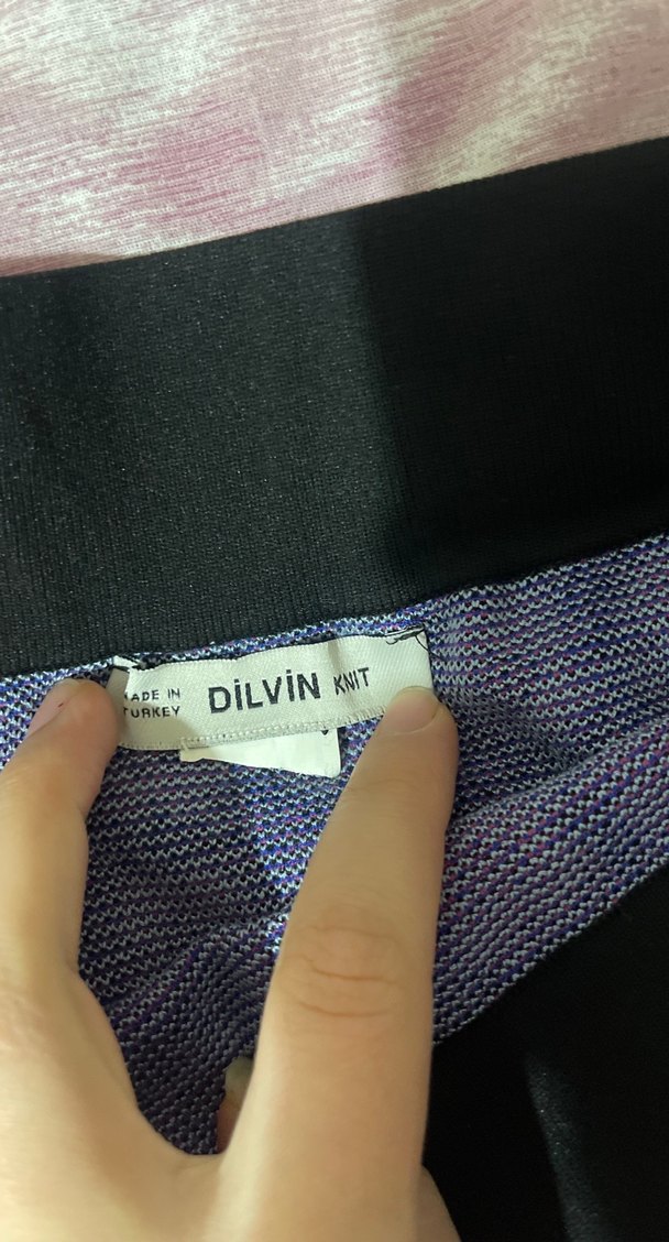 Mavi Desenli Elastik Bel Mini Etek - Görsel 2