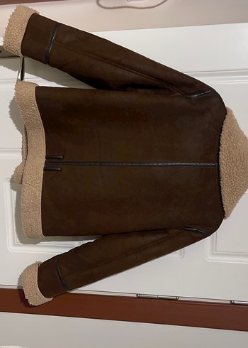 Kahverengi Stradivarius Kürklü Kadın Ceket - Görsel 4