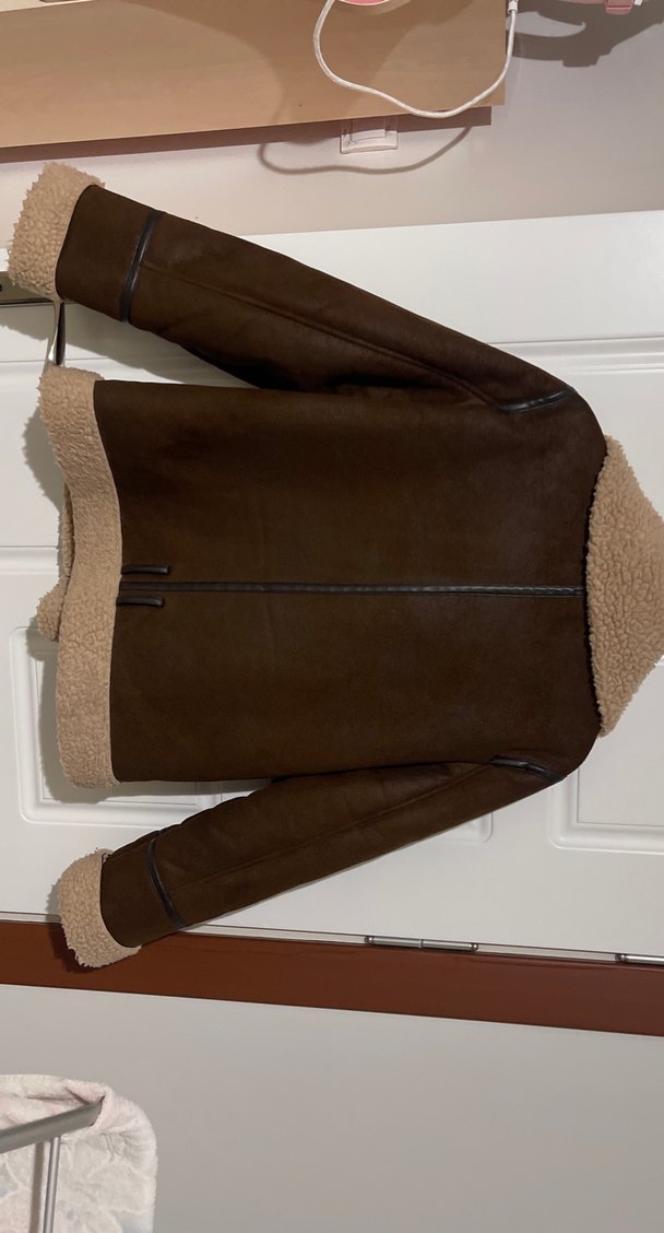 Kahverengi Stradivarius Kürklü Kadın Ceket - Görsel 4