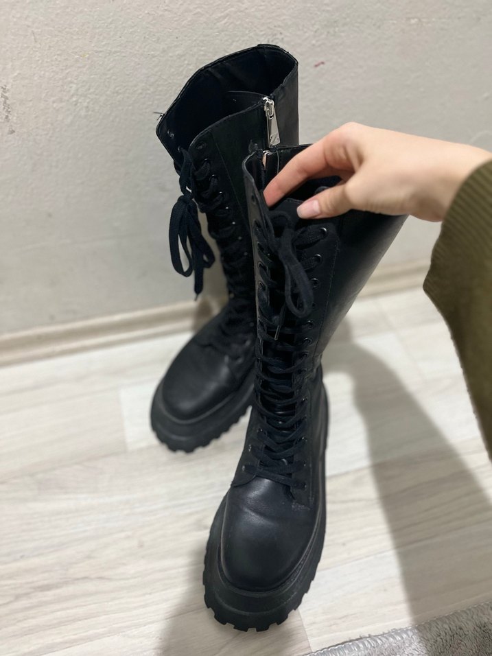 Bağcıklı deri çizme - Görsel 2