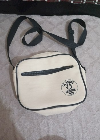 Beyaz Baskılı unisex Omuz Çantası