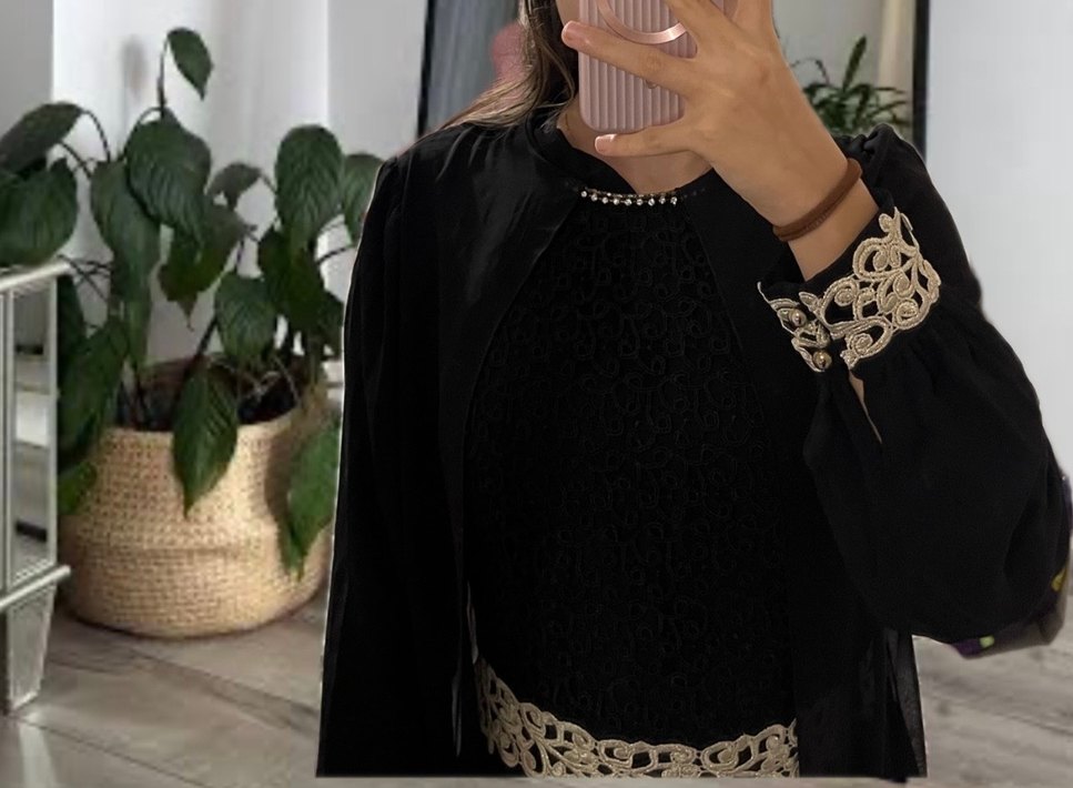 Siyah Uzun Kollu Abiye - Görsel 3